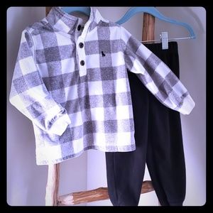 Carter's fleece set with checkered top